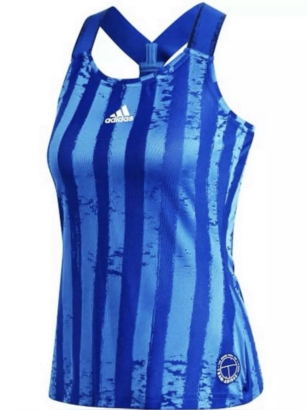 Adidas Tennis Y Tank Top Blue Striped racerback Women
